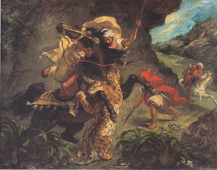 Eugene Delacroix Tiger Hunt Germany oil painting art
